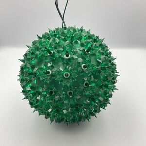 Vintage 1990s Green Lighted Starburst Sphere Christmas Decor 7" Hanging Light